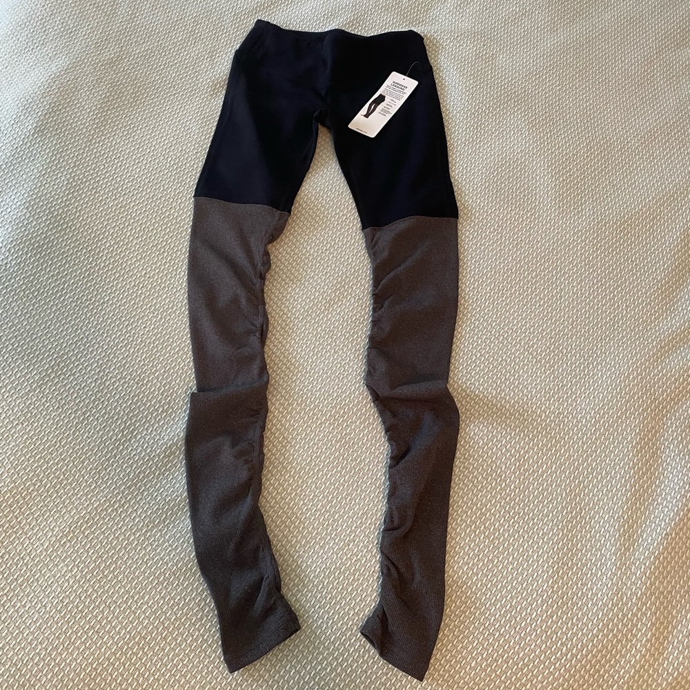 NWT S AloYoga Goddess Legging-Black/Stormy Heather